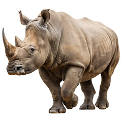 Obraz premium Powerful White Rhinoceros Walking isolated on transparent background