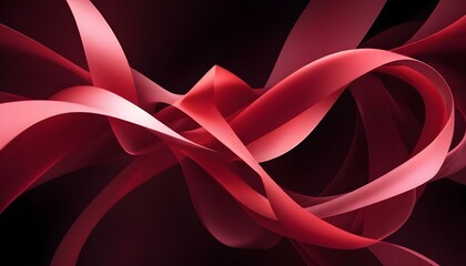 A visually stunning abstract design with smooth, flowing ribbons in varying shades of red.
