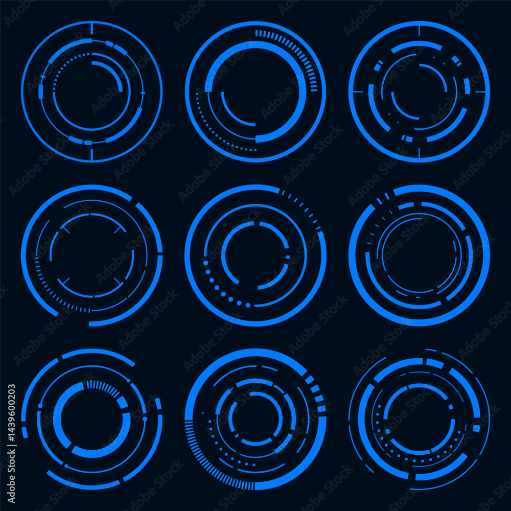 Poster circle frame user interface element. technology futuristic abstract hud
