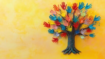 Colorful hands form a tree (3)