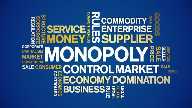 Monopoly animated word cloud;text design animation tag kinetic typography seamless loop.