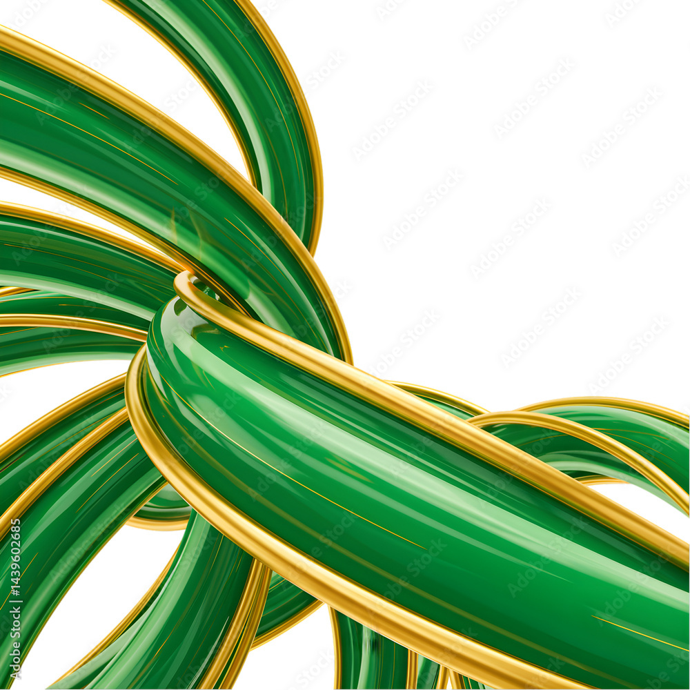 Poster emerald serpentines with golden borders on an immaculate canvas background