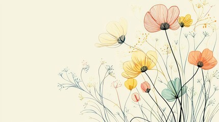 Naklejka premium A whimsical wildflower hand-drawn with flowing lines