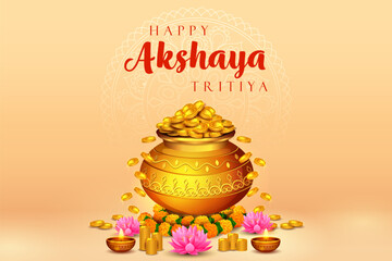 Happy Akshaya Tritiya religious festival of Hindu India celebration