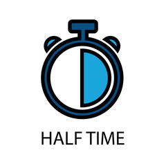 Half Time Stopwatch. Mid-Game Interval ICON