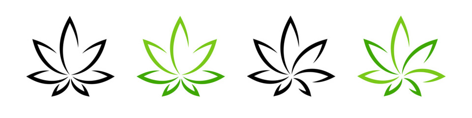 Cannabis plant vector icons. Marijuana leaves. Hemp leafs collection. EPS 10