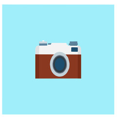 vector of a retro camera on light blue background.