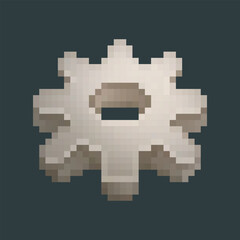 Fototapeta premium iron gear in pixel art style with isolated background