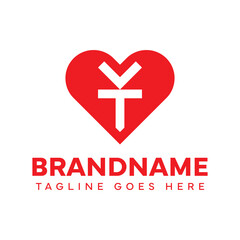 Obraz premium Letters VT Love Logo, symbolizing love, care, and connection