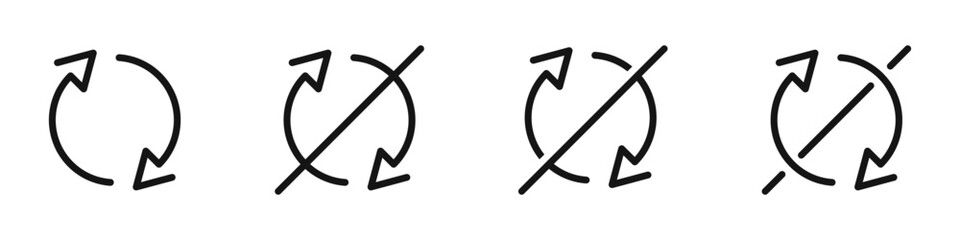 Rotation arrow icon set. Refresh arrows. Circle arrows rotating. Refresh, reload, recycle, sign collection.
