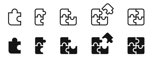 Puzzle vector icon. Puzzle pieces icons. Puzzle jigsaw isolated on transparent background. EPS 10