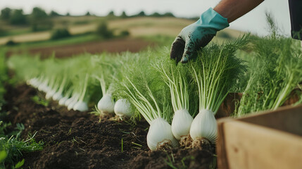 Fresh Fennel Harvest: Organic Farming and Countryside Agriculture