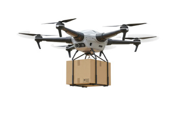 Drone carrying package delivery technology illustration