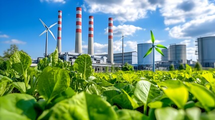 Obraz premium Green Energy: Wind & Power Plant - Sustainable Development