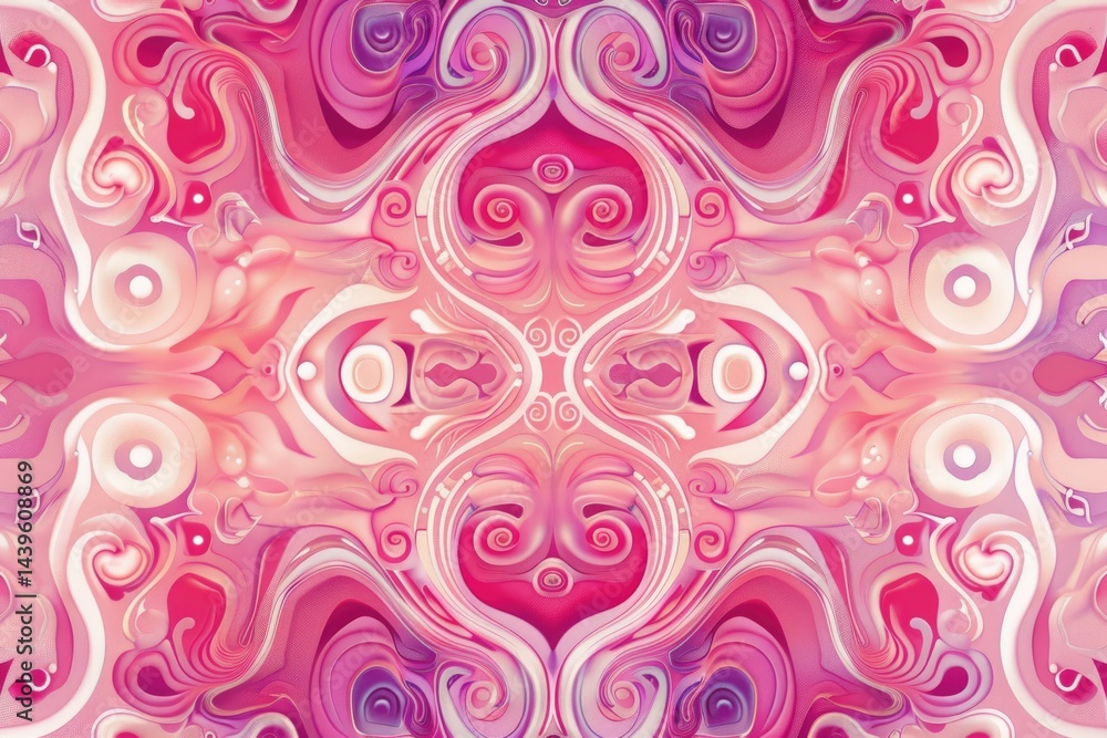 Poster the abstract picture of the liquid pink colour is mixing with the other colour to create pattern, mi