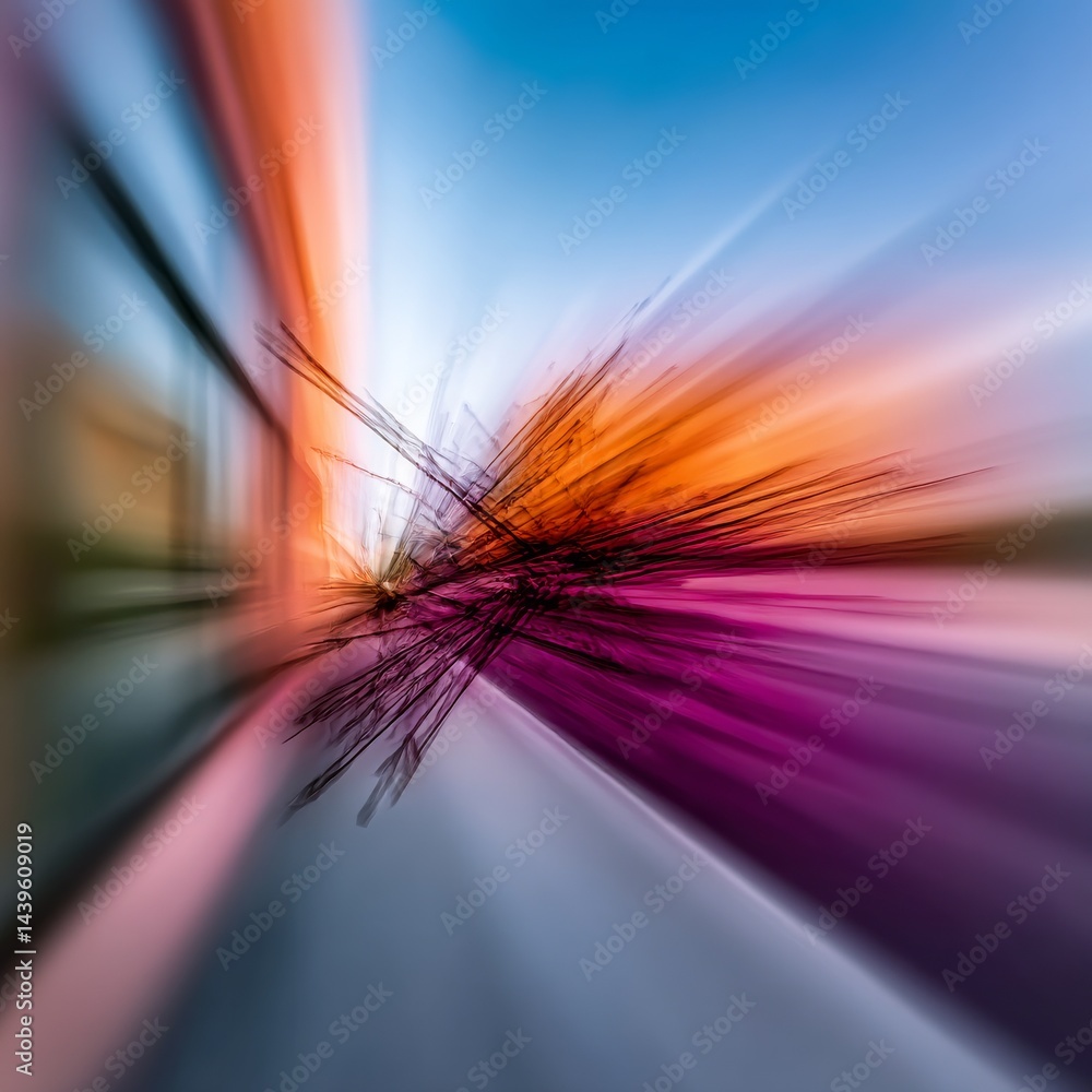 Poster abstract light burst: a kaleidoscope of color and motion in an exploding star