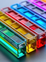 A multi-colored microplate with precisely arranged color samples, ideal for color matching or data visualization - calibration comparison swatches science theory