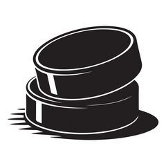 Hockey pucks Vector Black silhouettes. with white background