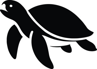 Simple Turtle Silhouette Design, Black Turtle Outline Art.