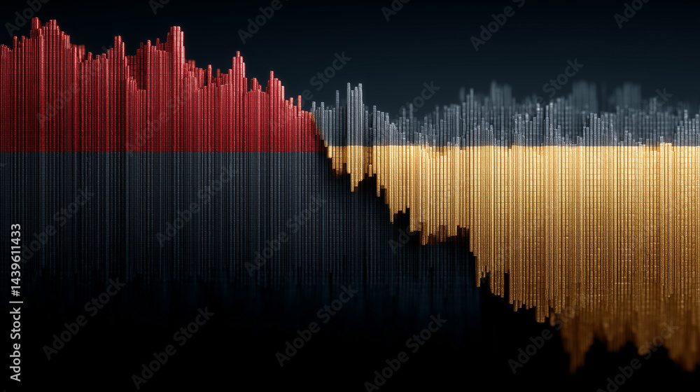 Poster abstracted financial chart: a striking visual representation of a fluctuating financial chart, its l