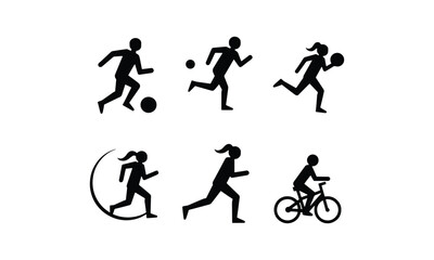 Sports and Fitness Silhouettes Vector Set