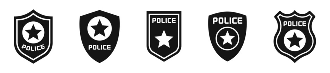 Police symbols. Police badge. Police vector icons. Policeman badges collection. EPS 10
