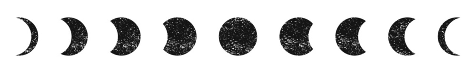 Moon phases illustration. Moon vector icons. Moon phases vector icons.