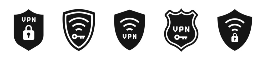 VPN Symbols set. Virtual Private Network icons. VPN vector icons. VPN security symbols. Internet security. EPS 10