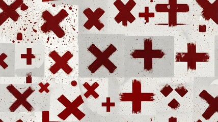Obraz premium Red cross symbol, Grunge x mark, Vector cross sign,pure white background,Generative Ai 
