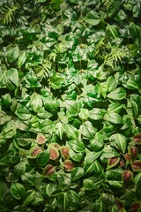 Leaves of a green plant, several pieces, close-up. Sale of indoor ornamental plants