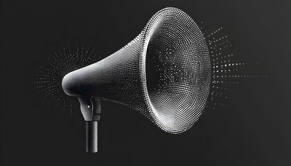 An artistic representation of a megaphone with dotted patterns