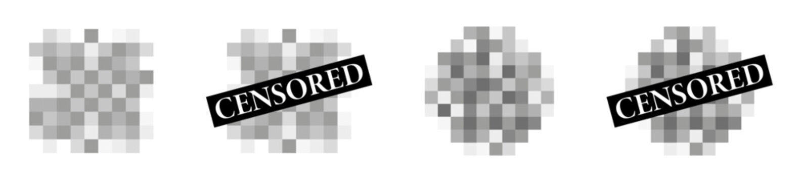 Censored vector icons. Censored signs collection. Censure pixel symbol. EPS 10