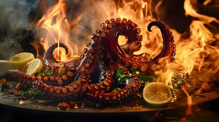 Obraz premium Grilled Octopus: A Culinary Masterpiece