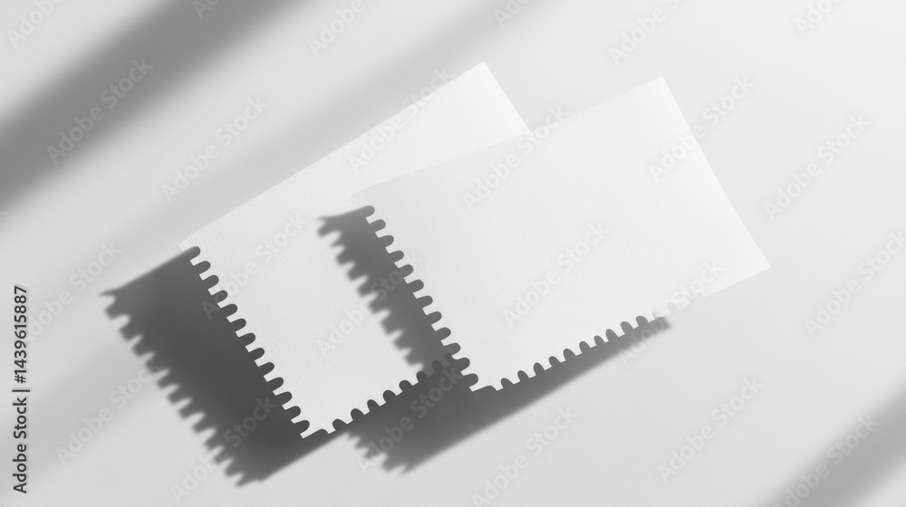Poster two stylized labels casting shadows on a plain background for design projects