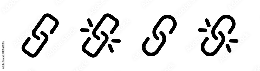 Poster link vector icons. internet url or webpage link icons set. link chain. eps 10