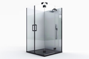 Transparency in Design: Glass Shower Enclosures Exposed Isolated On White Background.