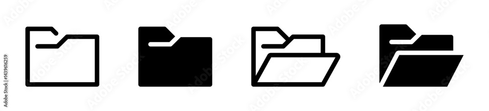 Poster folder vector icon set. flat folder icons. file folder icons. document symbols. eps 10