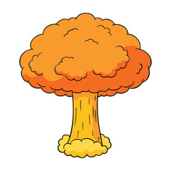 A nuclear mushroom cloud is a towering, iconic cloud formed by a nuclear explosion, characterized by a stem and cap shape caused by intense heat and pressure.