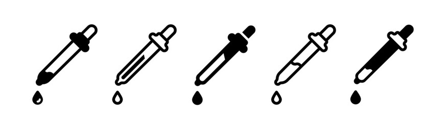 Dropper icon set. Pipette icon set. Dropper vector icons. EPS 10