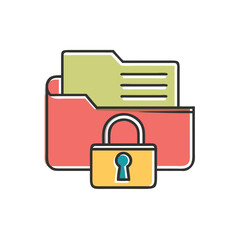 folder with lock file security on white background for web and graphic design