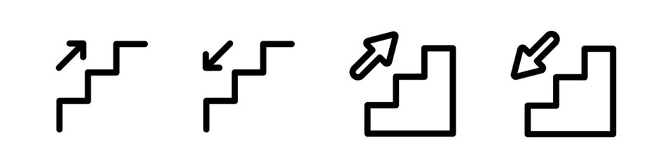 Fototapeta premium Stairs icons. Stairway , staircase icon set. Silhouette style vector icons.