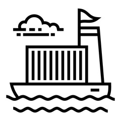 Cargo Ship Logistic with Container on the sea Icon Vector design symbol illustration