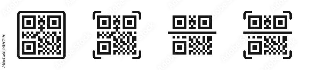 Poster qrcode scan icons. quick response code icons. silhouette style vector icons.
