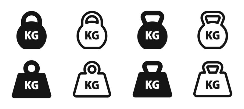 Weights icons. Weights, Kettlebells, dumbbells vector icons. Silhouette style icon set.