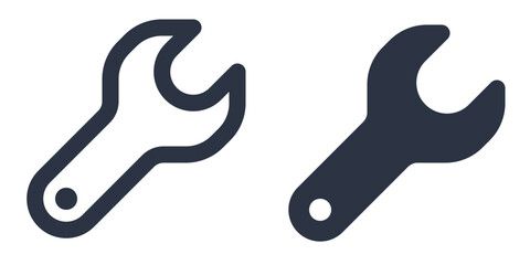 Wrench, tool or settings simple icons set designed in filled, outline, line and stroke style