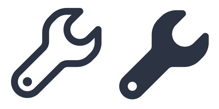 Wrench, tool or settings simple icons set designed in filled, outline, line and stroke style