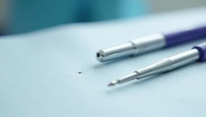 Close-up of veterinary instruments on sterile white surface, design, image, instruments