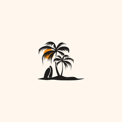 Fototapeta premium Palm tree silhouette isolated on white background. Vector Illustration.