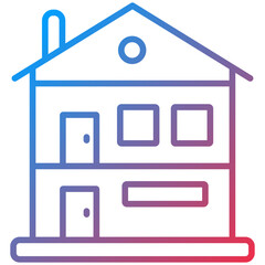 Bungalow Line Icon Style
