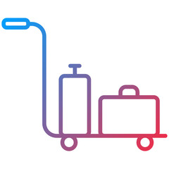 Luggage Cart Line Icon Style